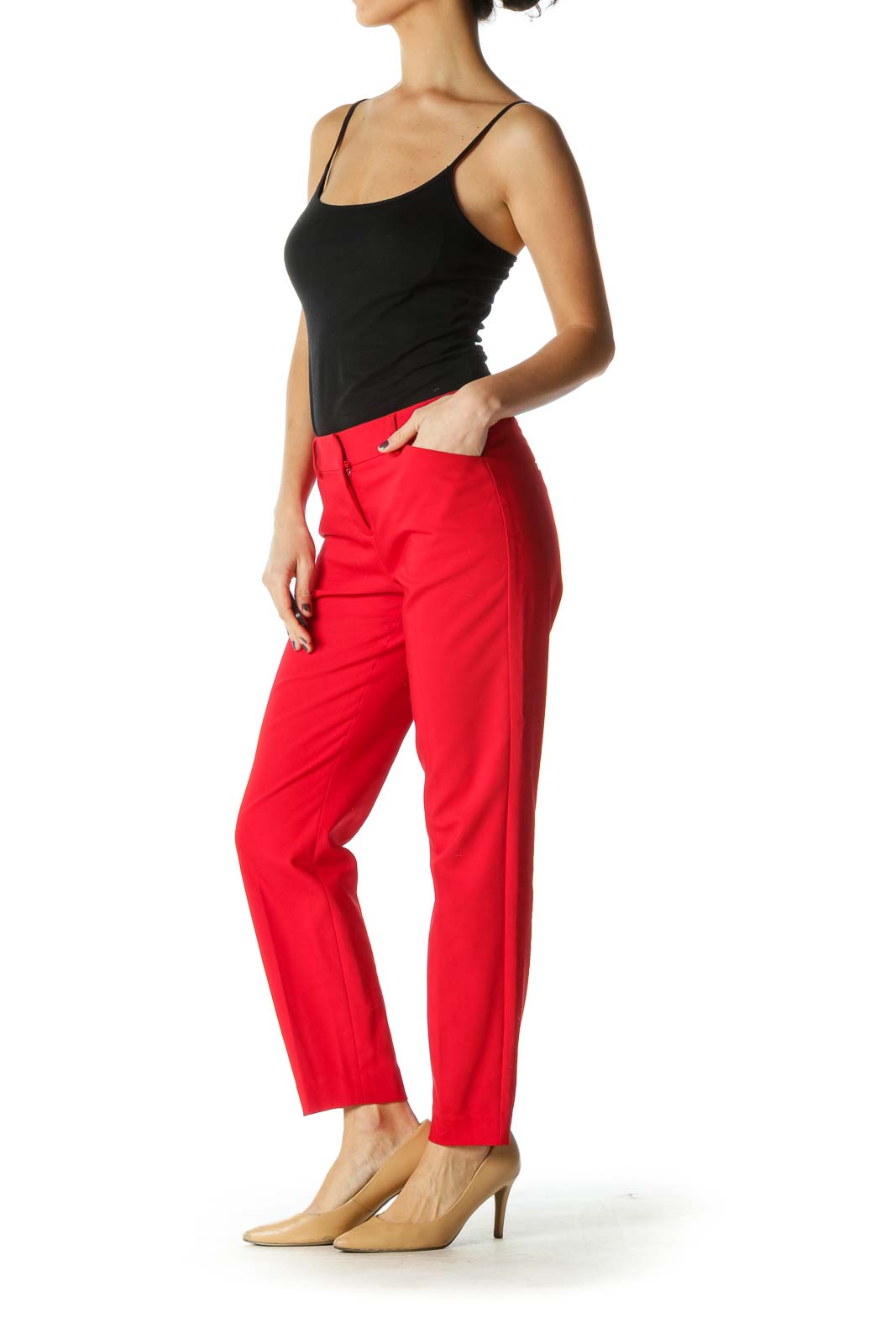 Red Casual Trouser Pant