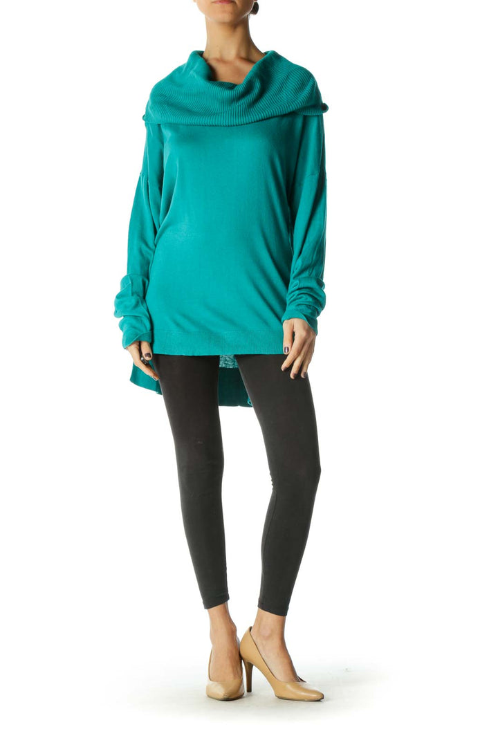 Green Solid Cowl Sweatshirt