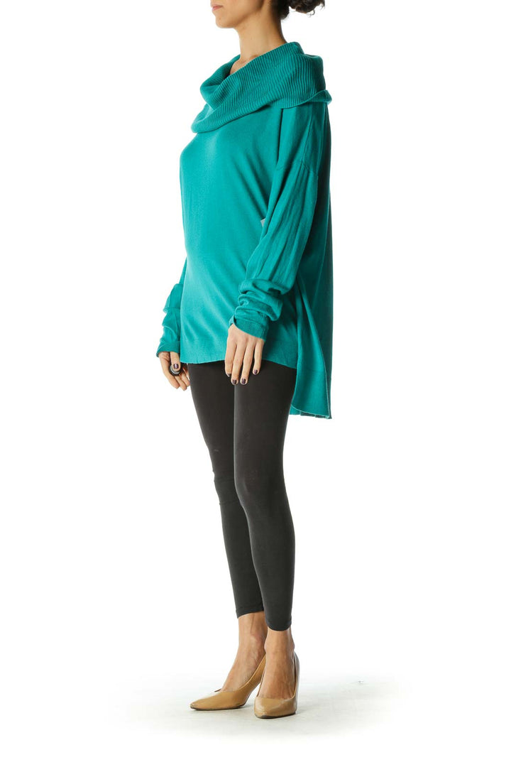 Green Solid Cowl Sweatshirt