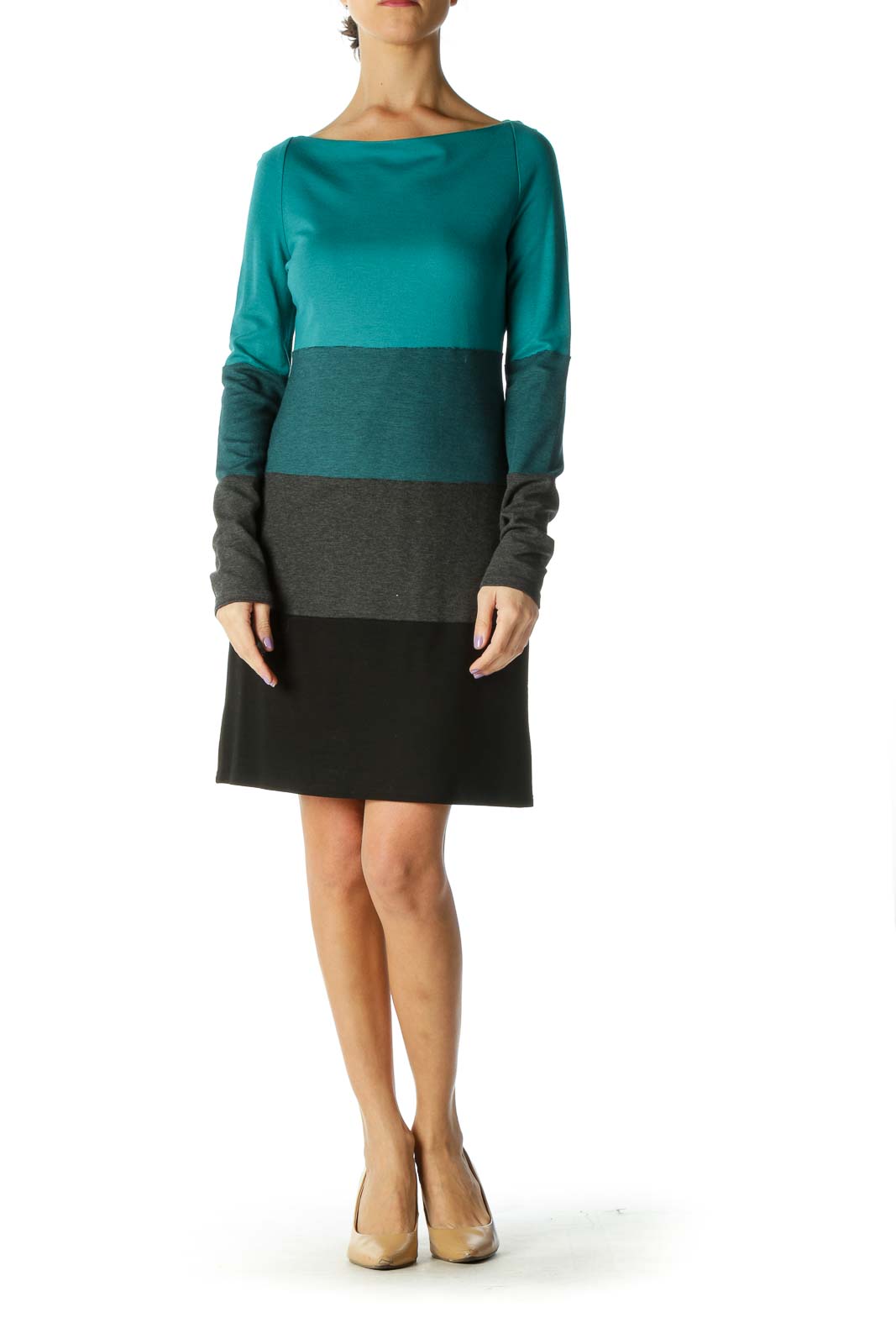 Green Color Block Shift Dress