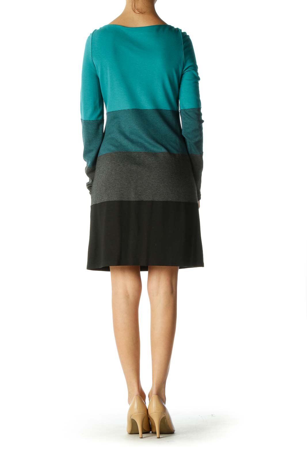 Green Color Block Shift Dress