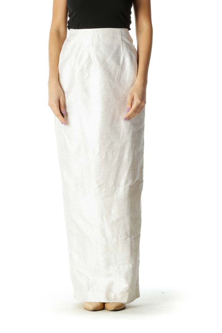 White Solid Brunch Straight Skirt