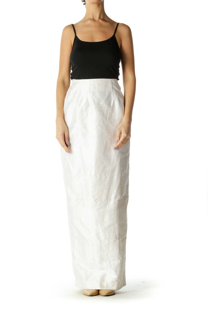 White Solid Brunch Straight Skirt