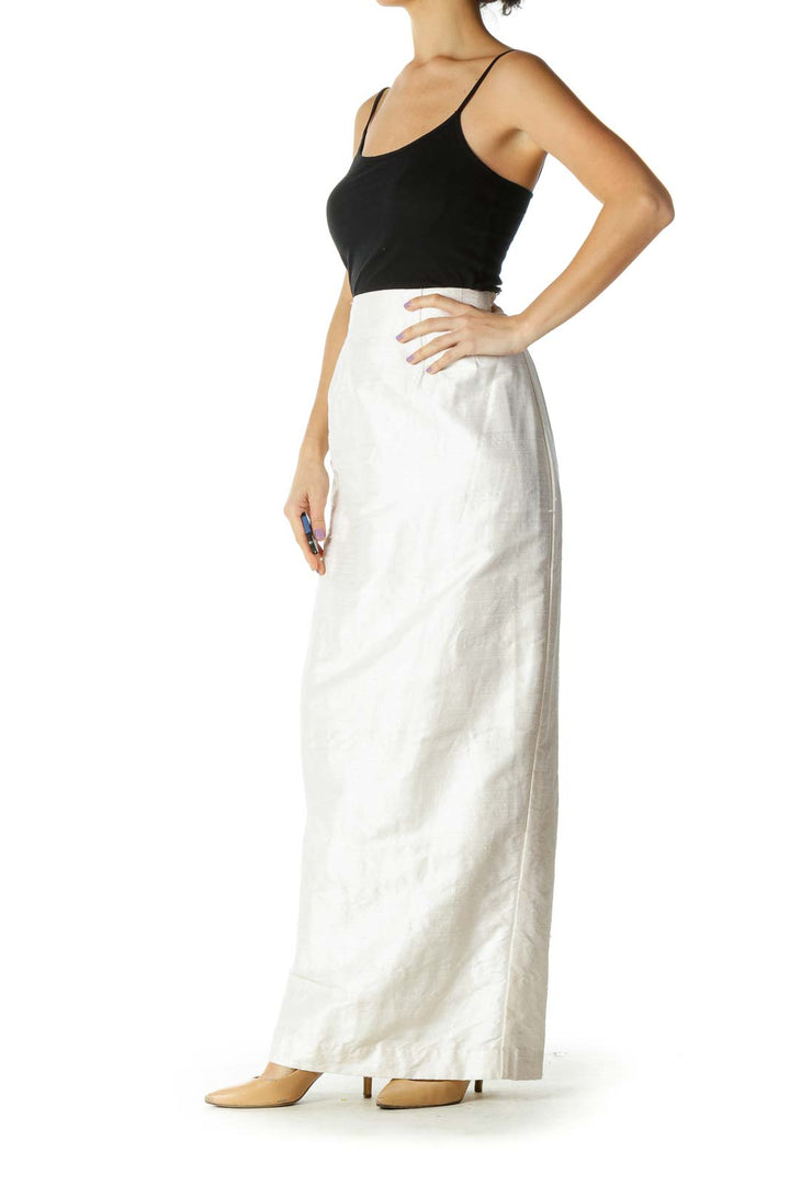 White Solid Brunch Straight Skirt