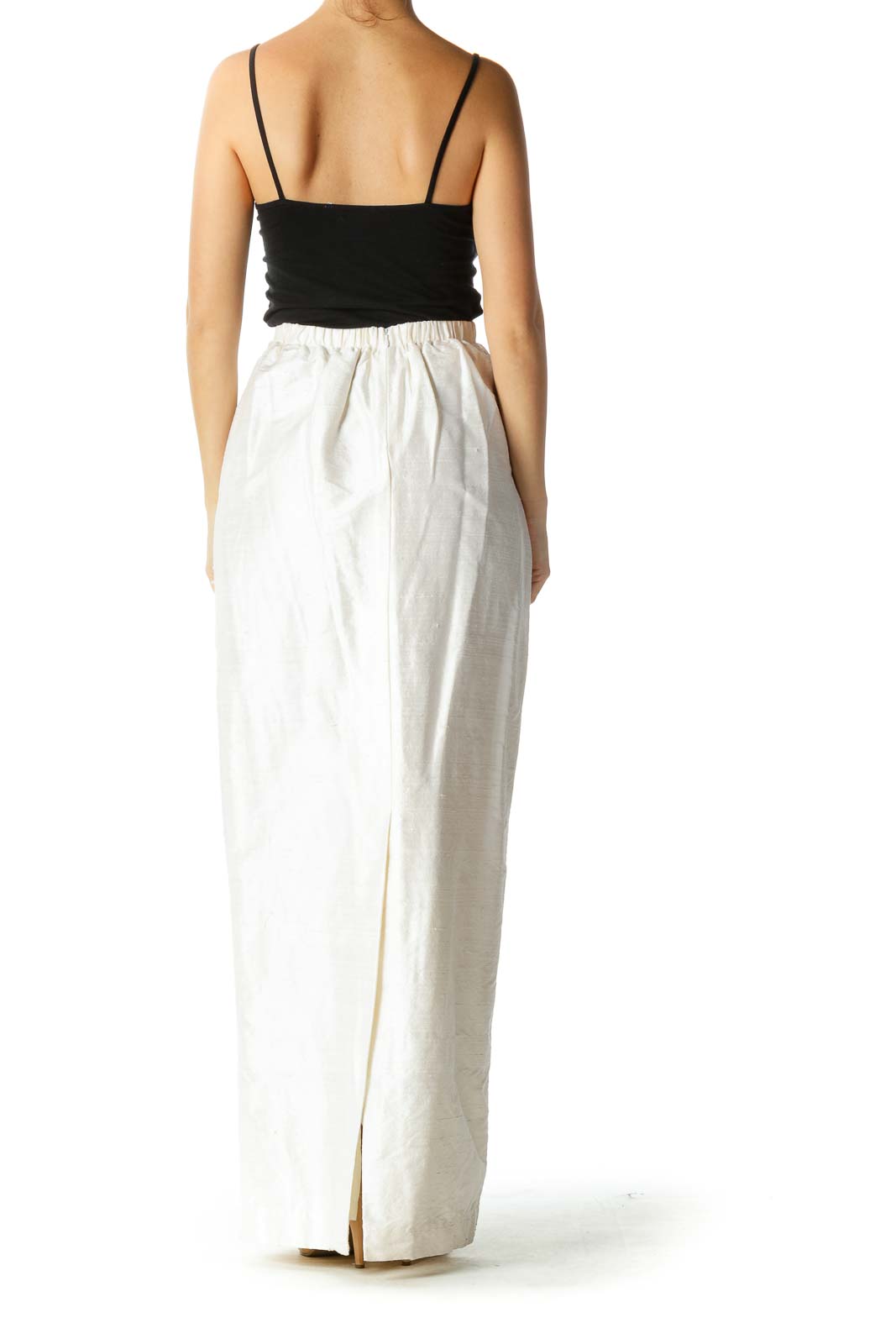 White Solid Brunch Straight Skirt