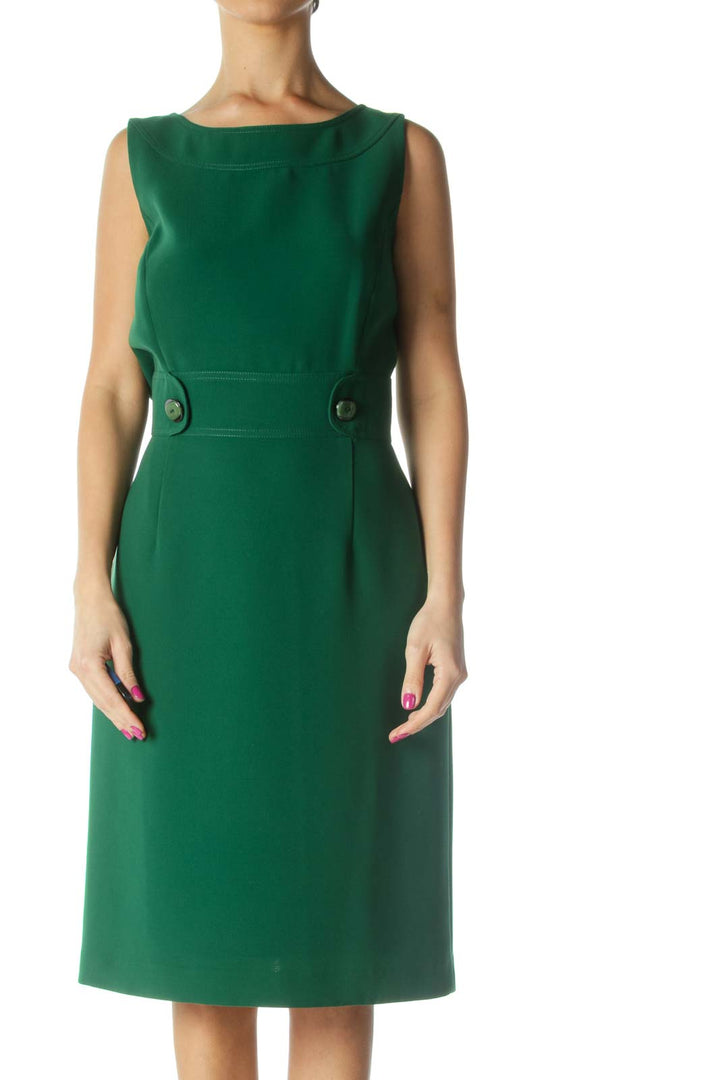 Green Solid A-Line Dress