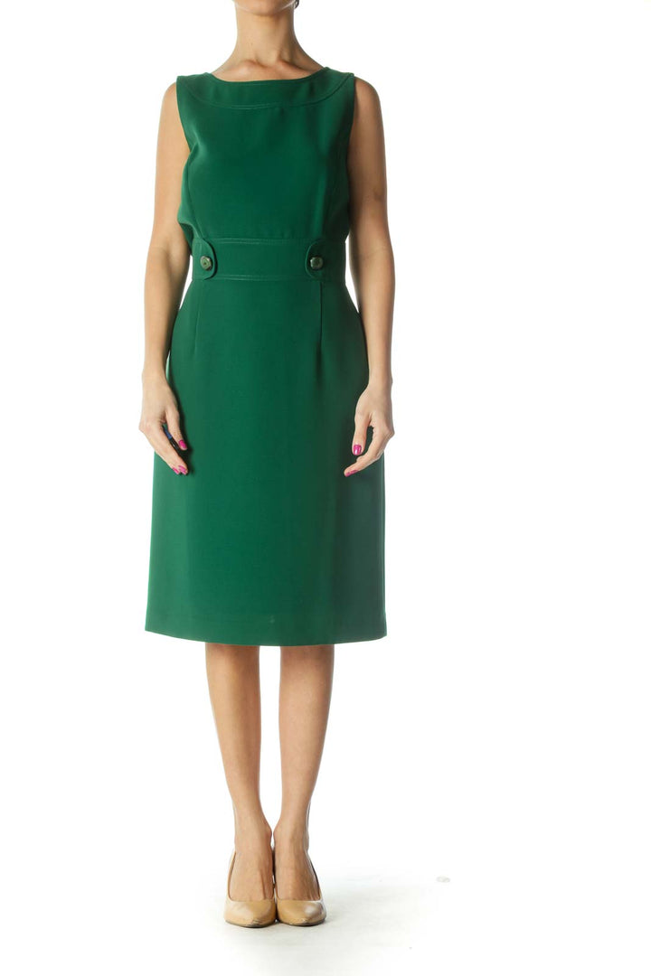 Green Solid A-Line Dress