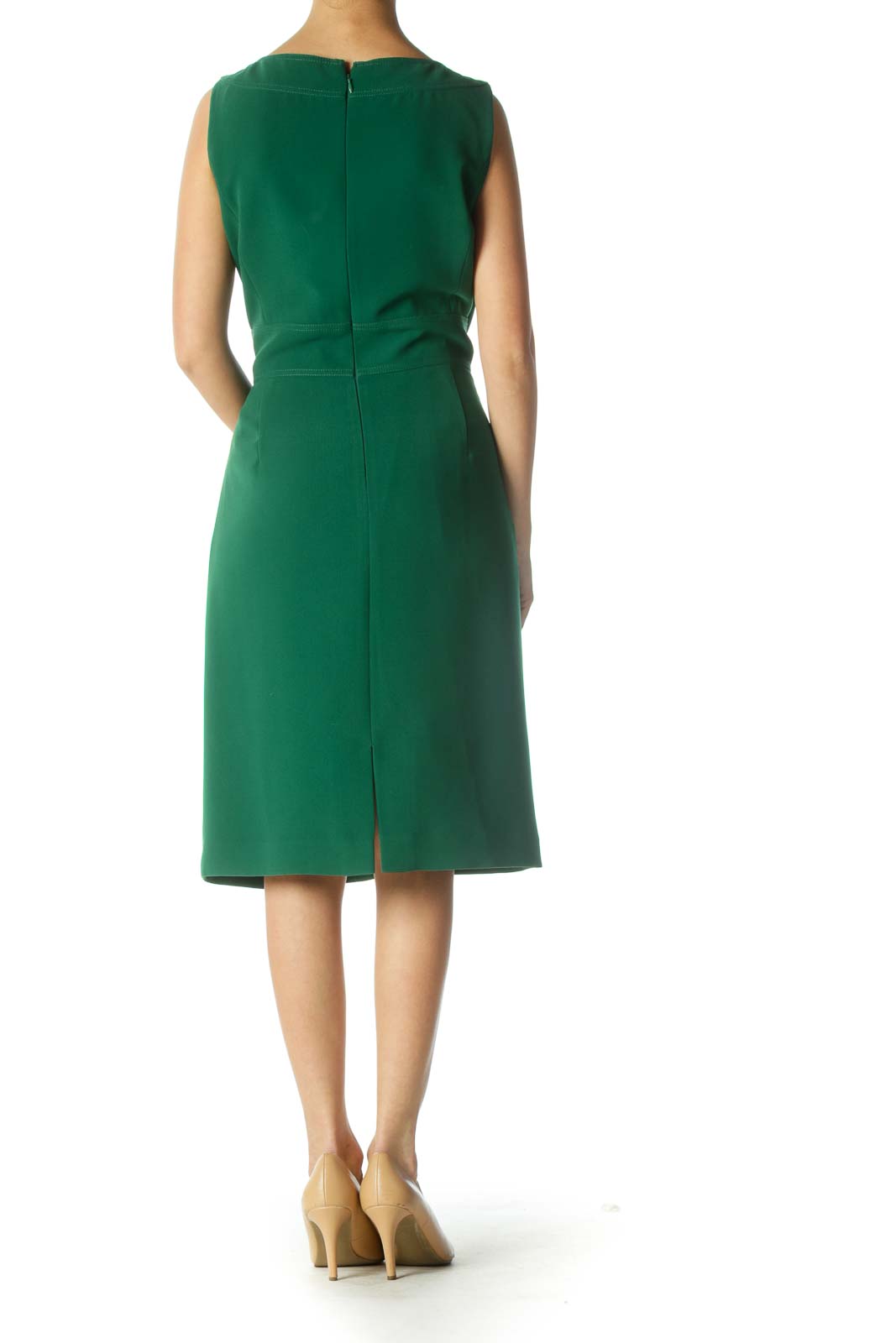 Green Solid A-Line Dress