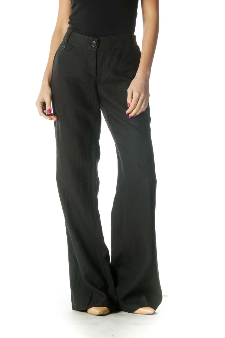 Black Solid Casual Trousers