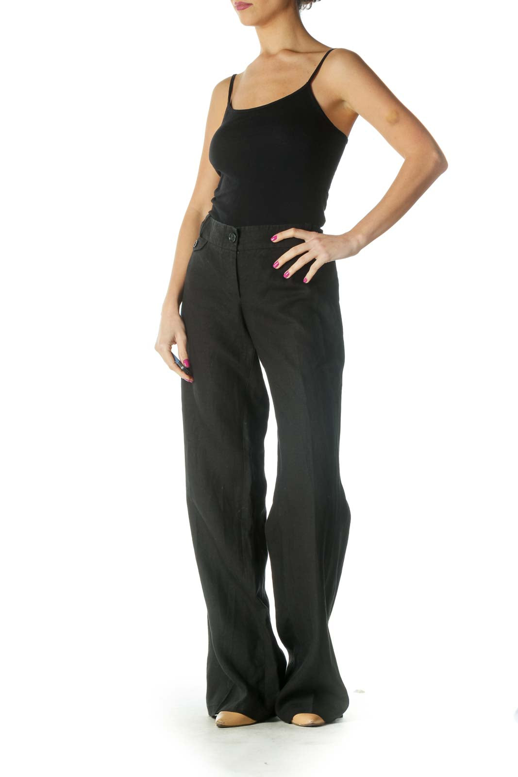 Black Solid Casual Trousers