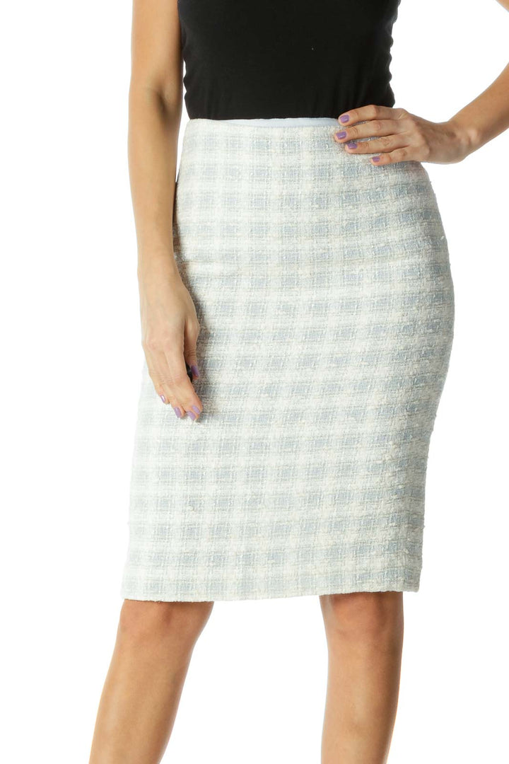 White Checkered Classic Pencil Skirt