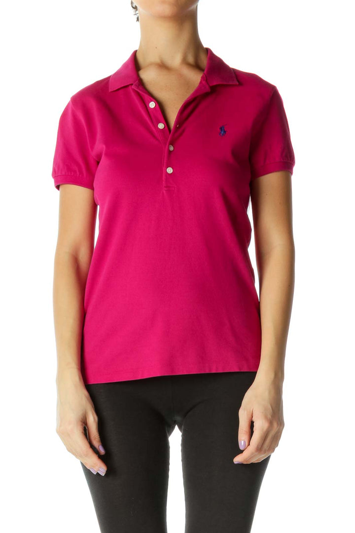 Red Solid Casual Polo Shirt