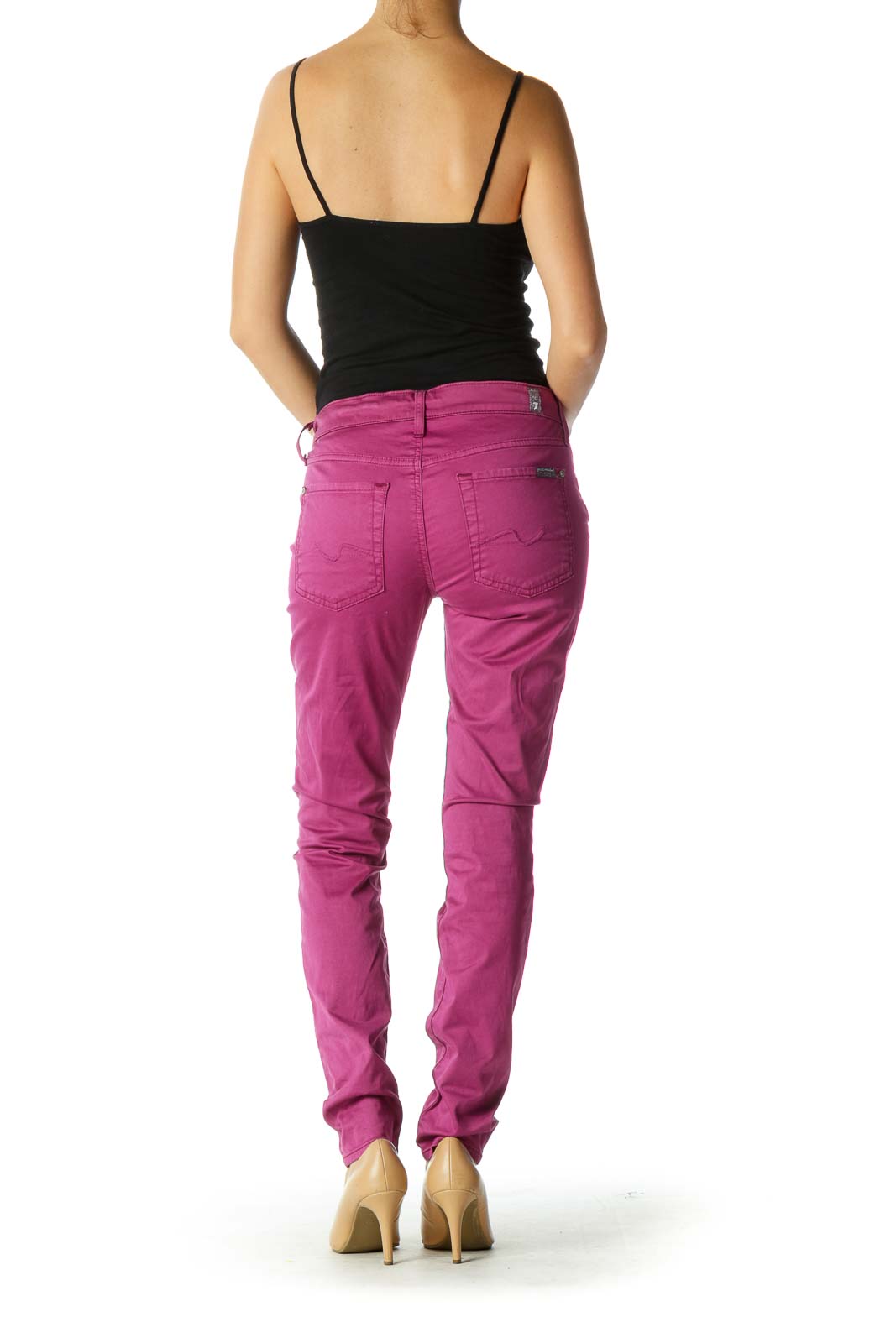 Pink Casual Straight Leg Jeans