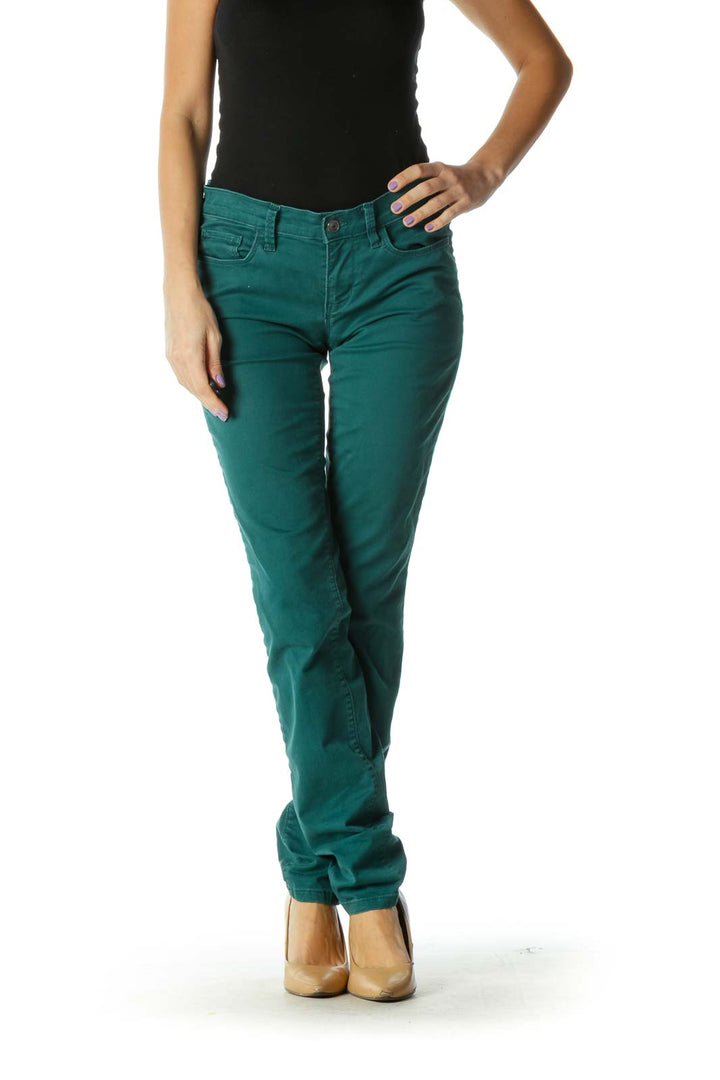 Green Casual Skinny Jeans