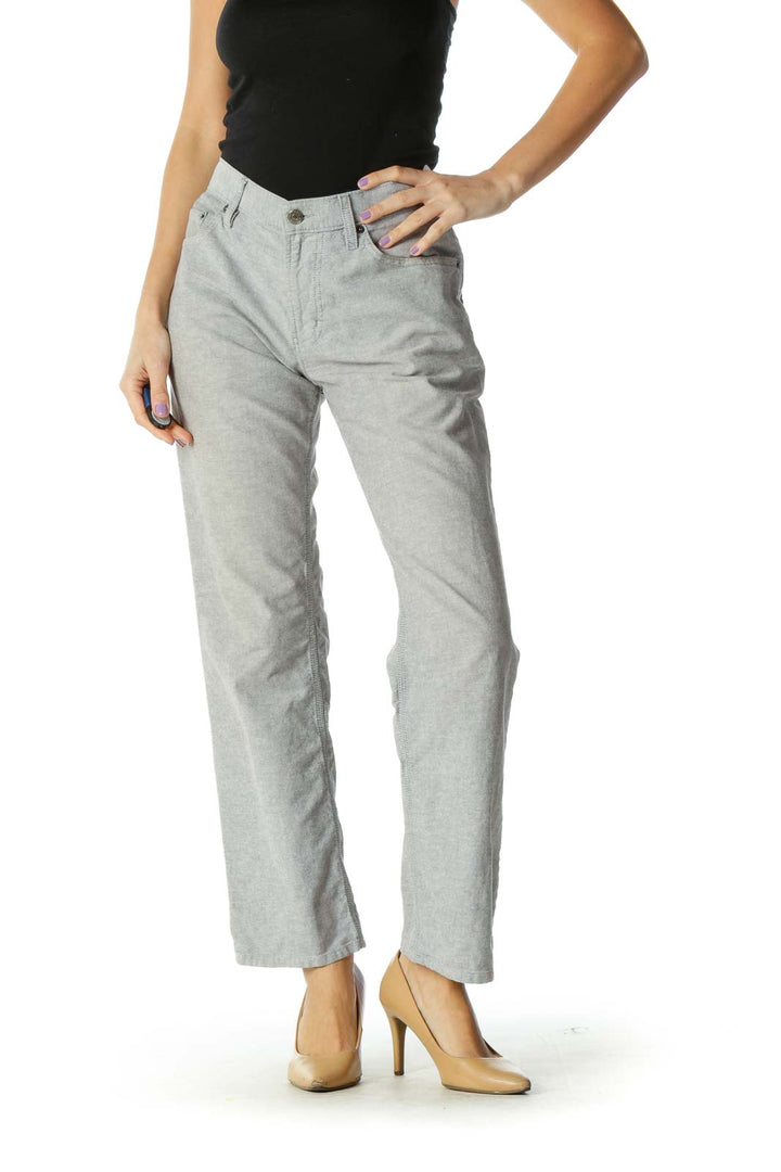 Gray Solid Casual Trouser