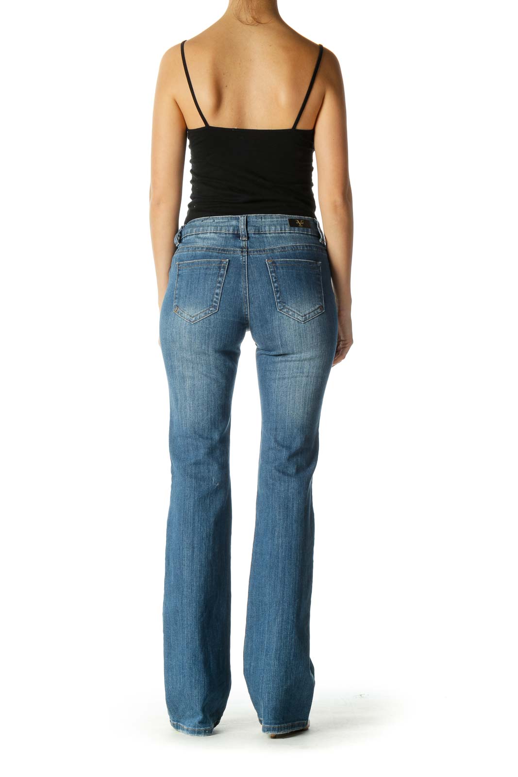 Blue Casual Straight Leg Jeans