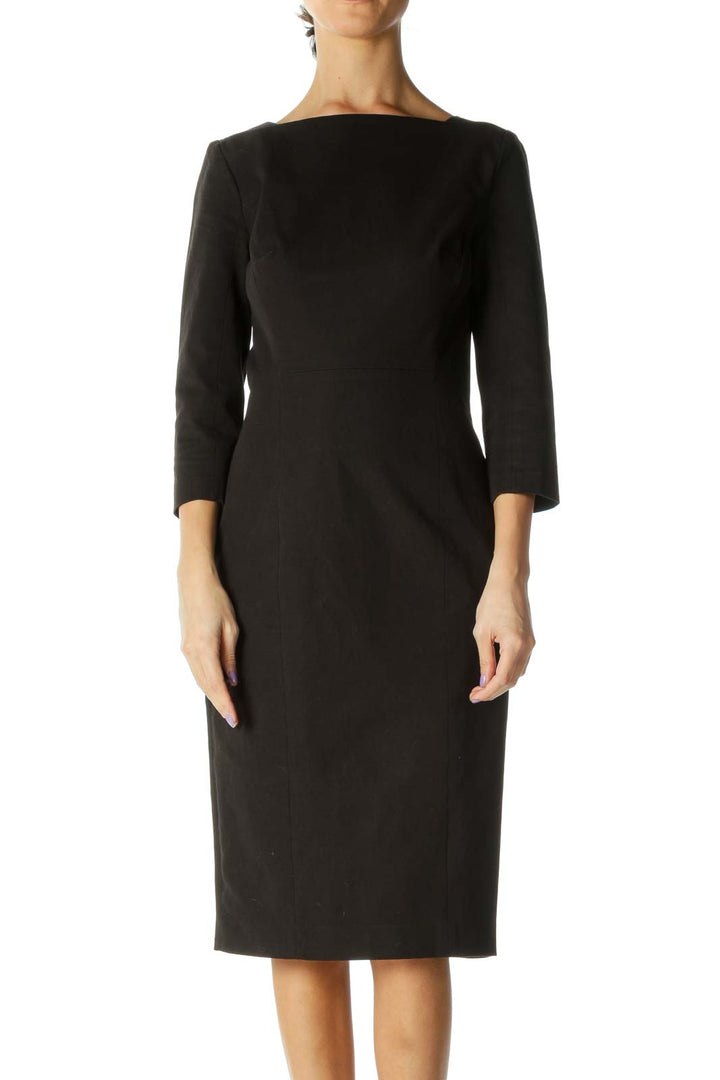 Black Solid Shift Dress