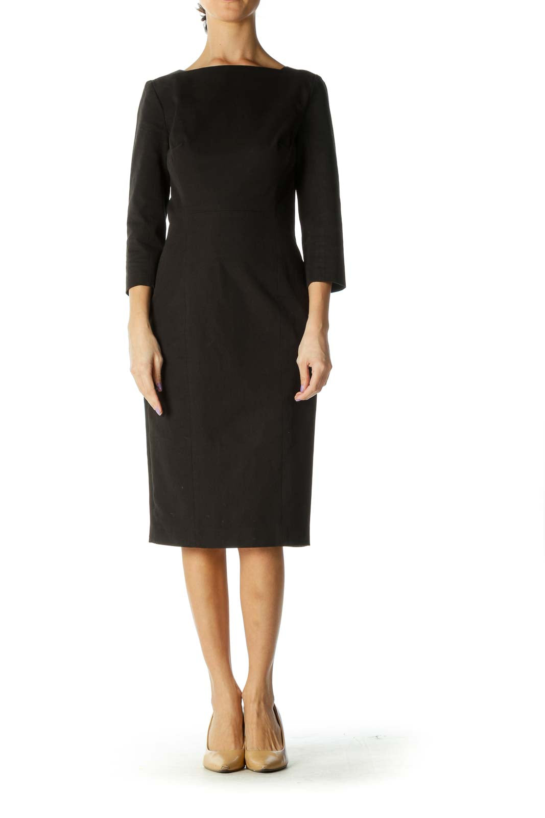 Black Solid Shift Dress