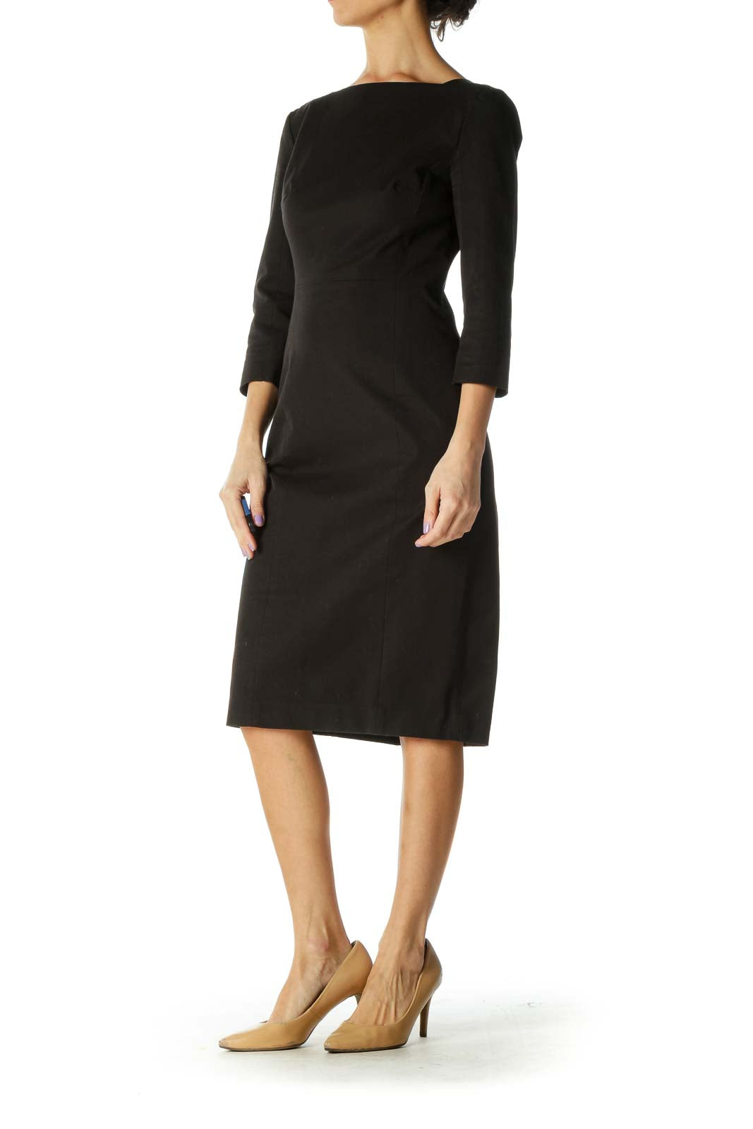 Black Solid Shift Dress