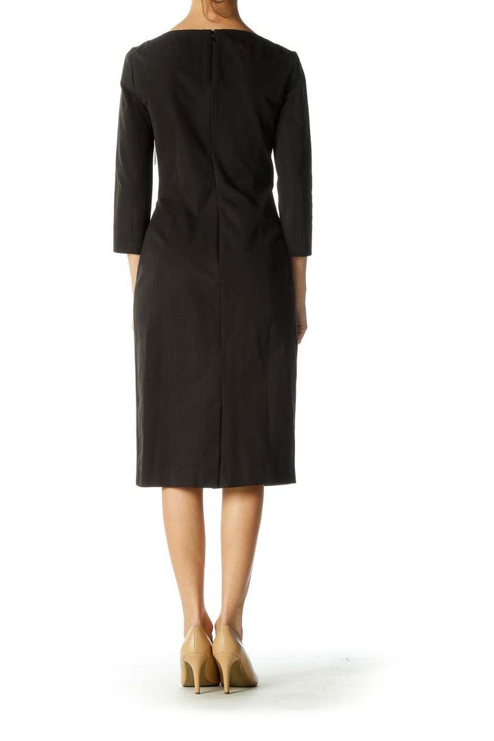 Black Solid Shift Dress