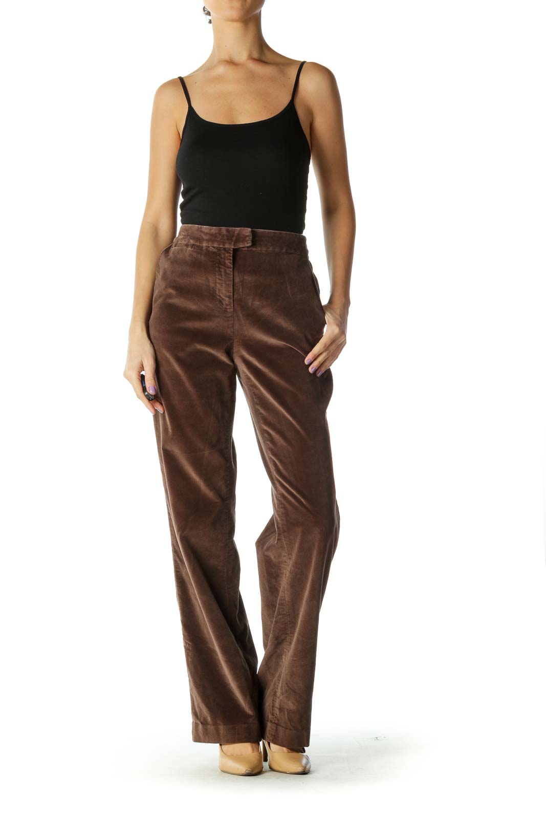 Brown Solid Classic Trouser