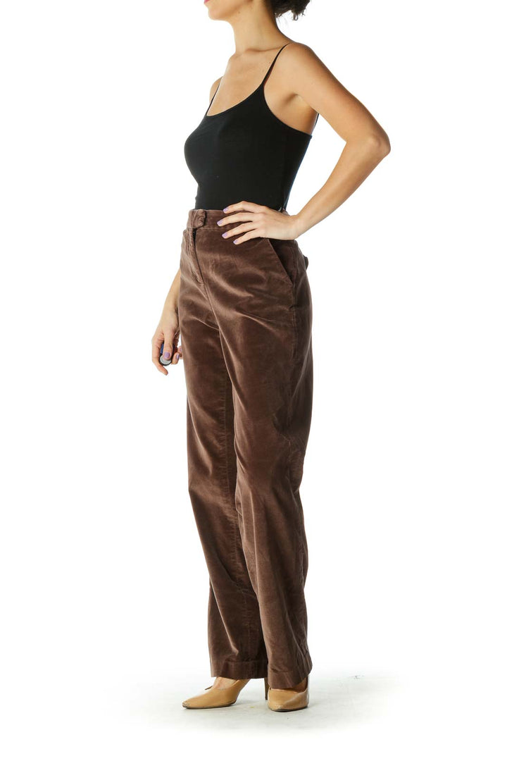 Brown Solid Classic Trouser