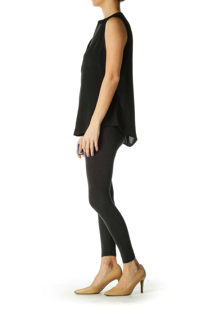 Black Solid Casual Blouse