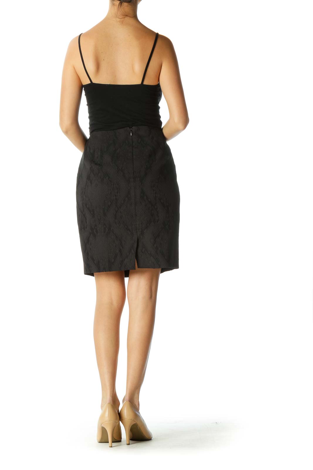 Black Solid Brunch Pencil Skirt