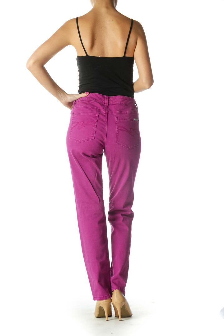 Pink Solid Casual Trousers