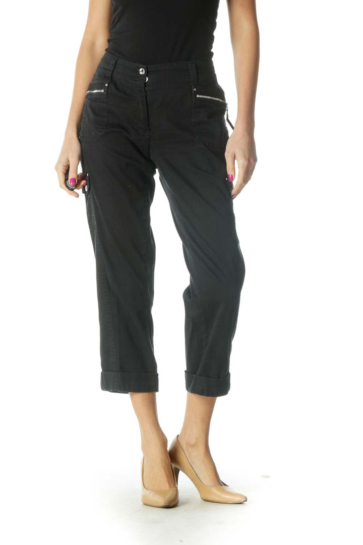 Black Solid Casual Trousers