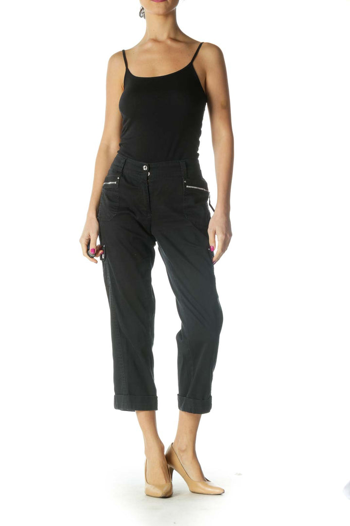 Black Solid Casual Trousers