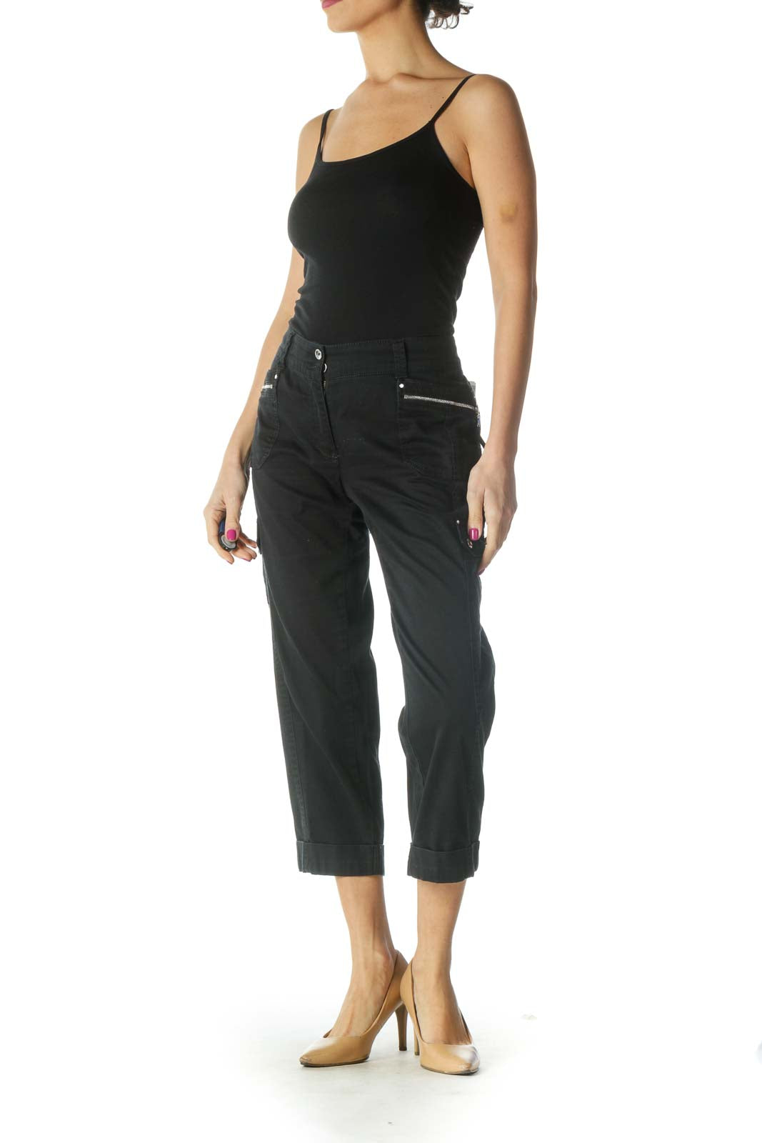 Black Solid Casual Trousers