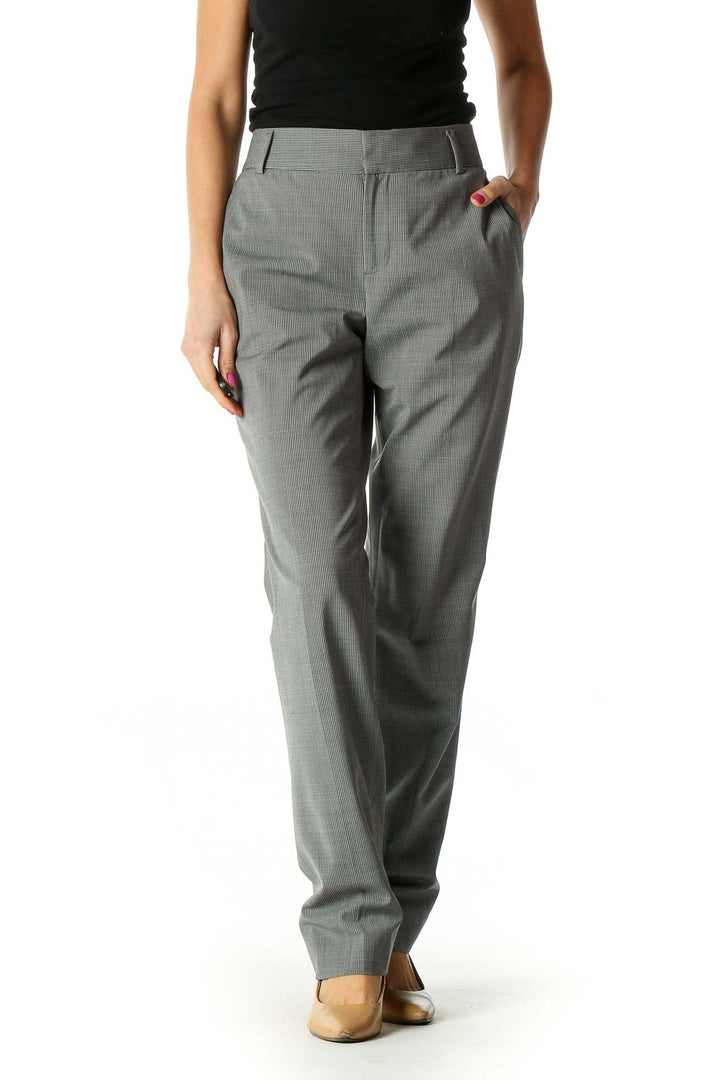 Gray Solid Casual Trousers