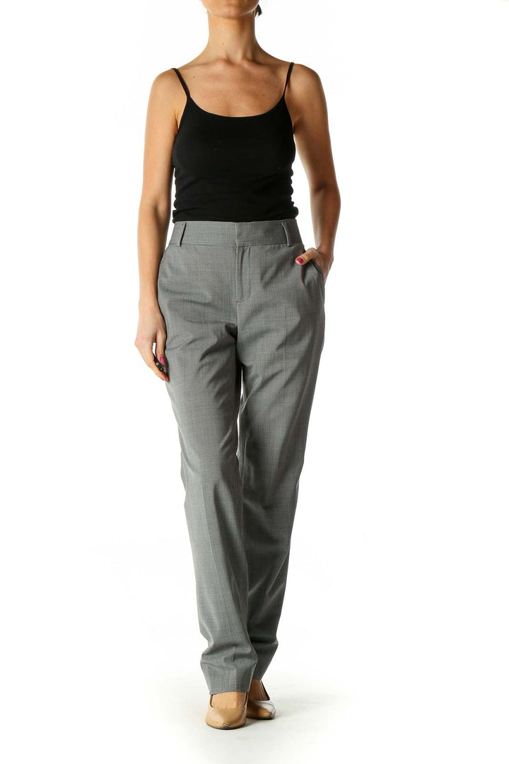 Gray Solid Casual Trousers