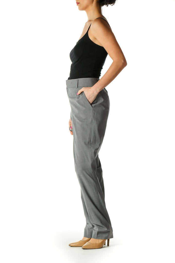 Gray Solid Casual Trousers