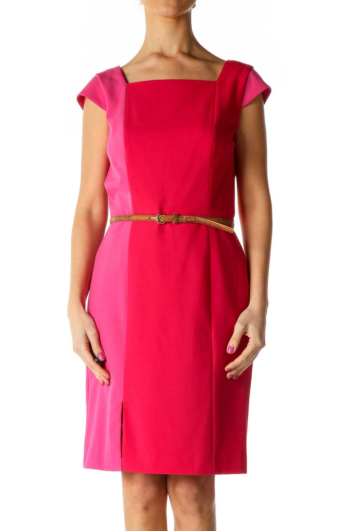 Red Solid Sheath Dress