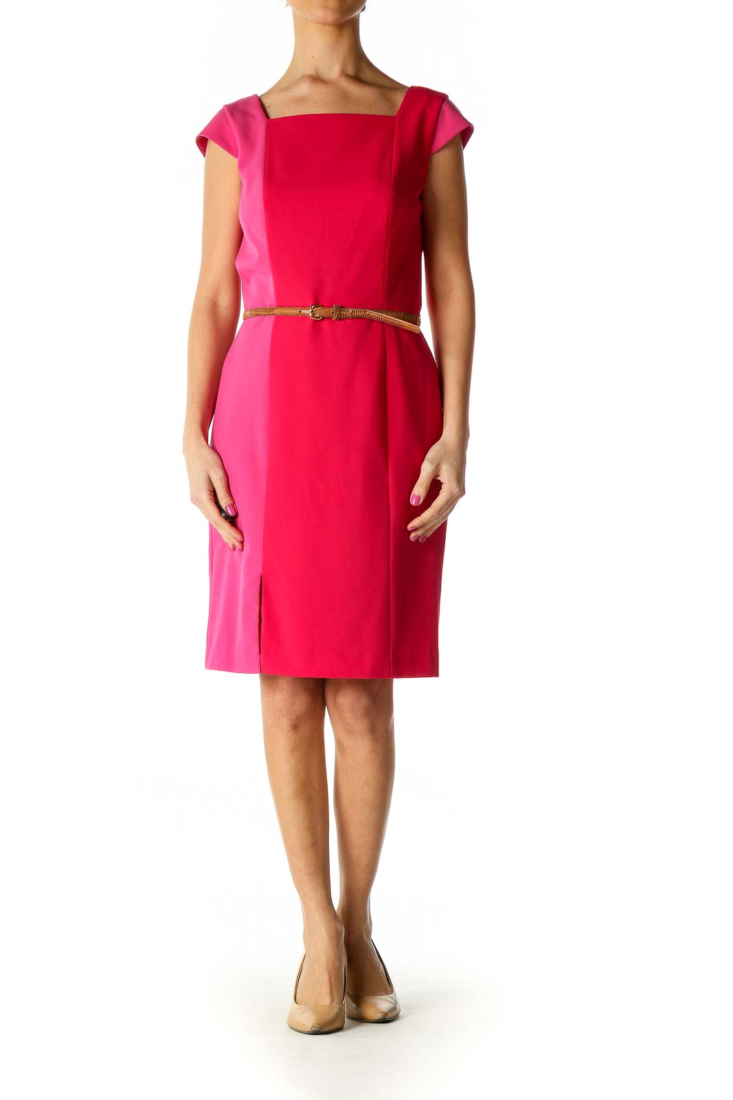 Red Solid Sheath Dress