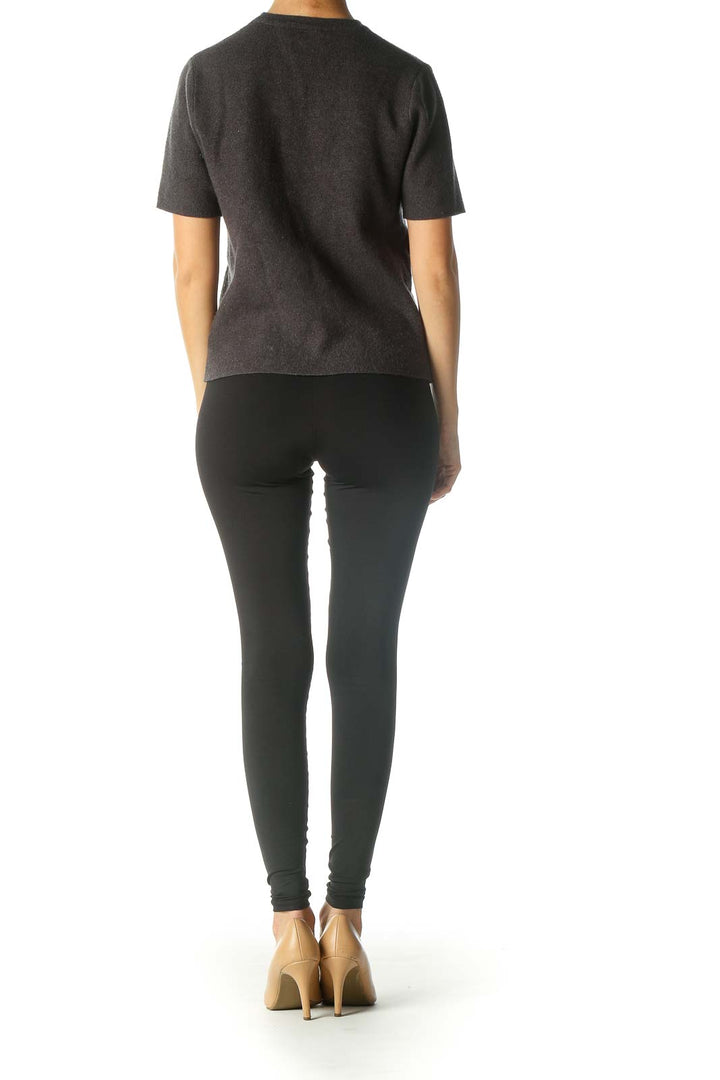 Black Textured Casual Knit T-Shirt