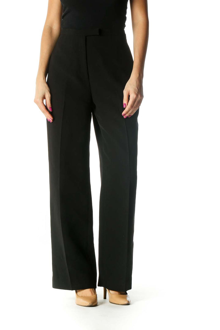 Black Solid Classic Trousers