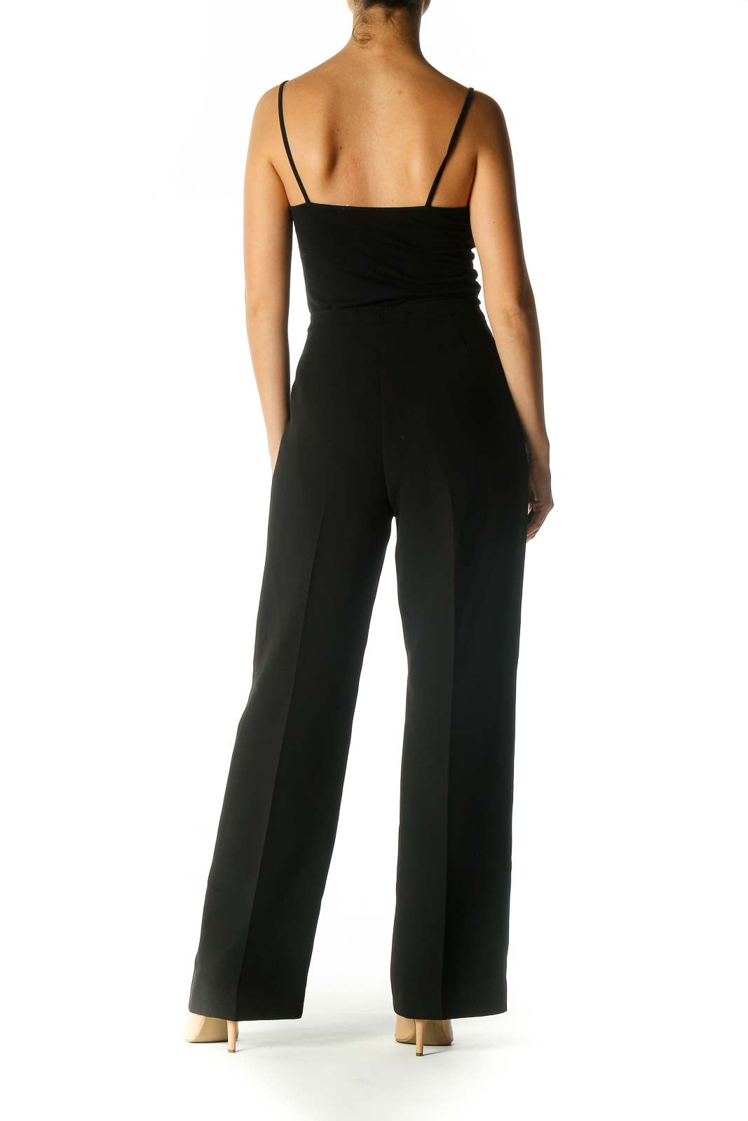 Black Solid Classic Trousers