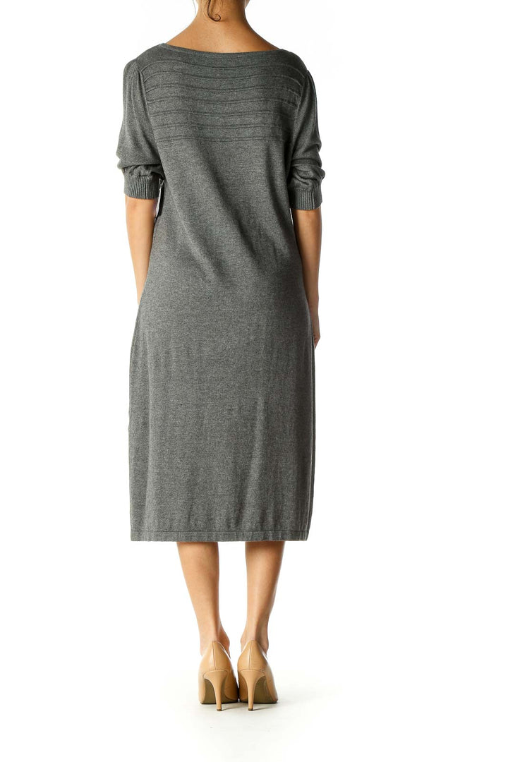 Gray Textured Casual Shift Dress