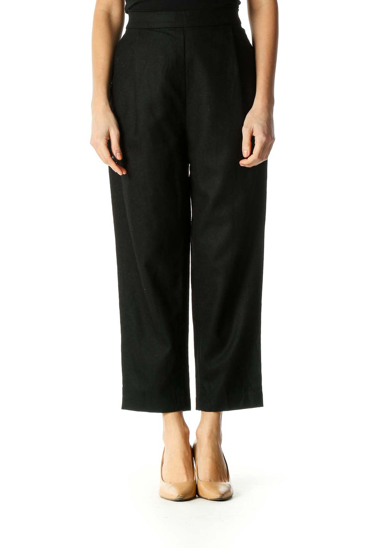 Black Solid Classic Trousers