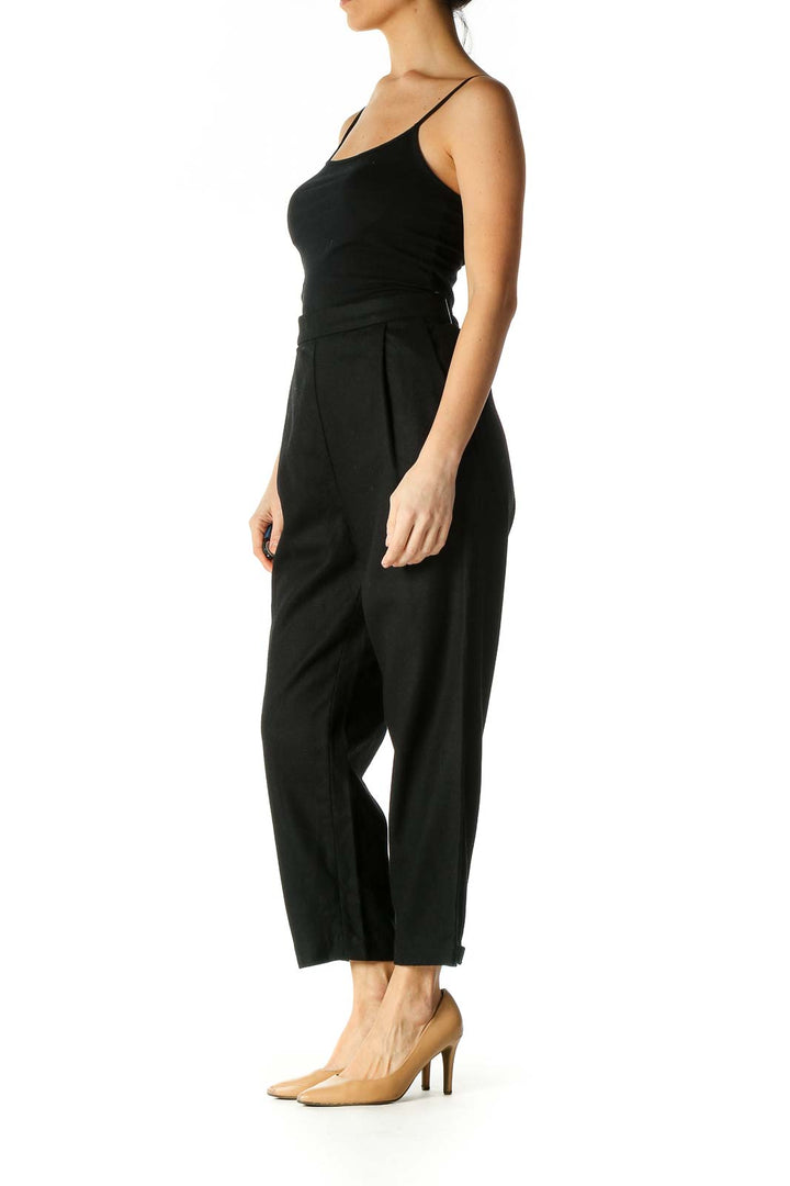 Black Solid Classic Trousers