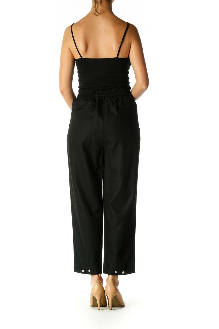 Black Solid Classic Trousers