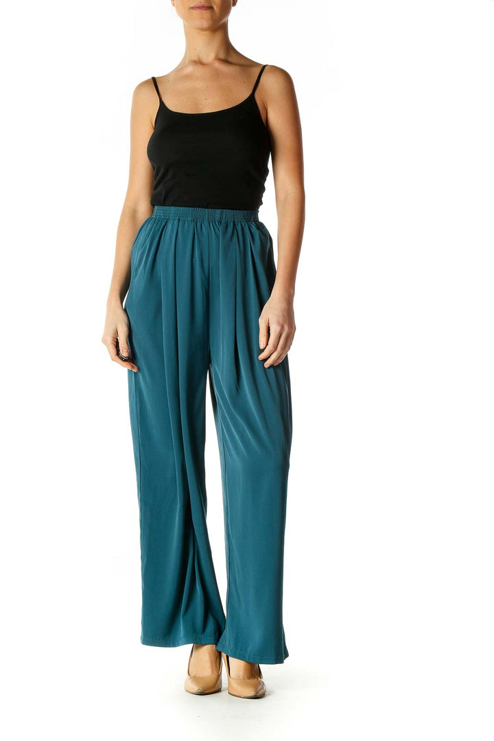 Blue Casual Wide Leg Pants