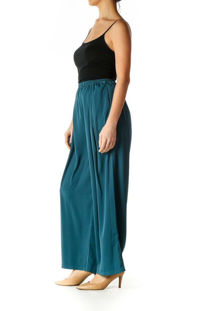 Blue Casual Wide Leg Pants