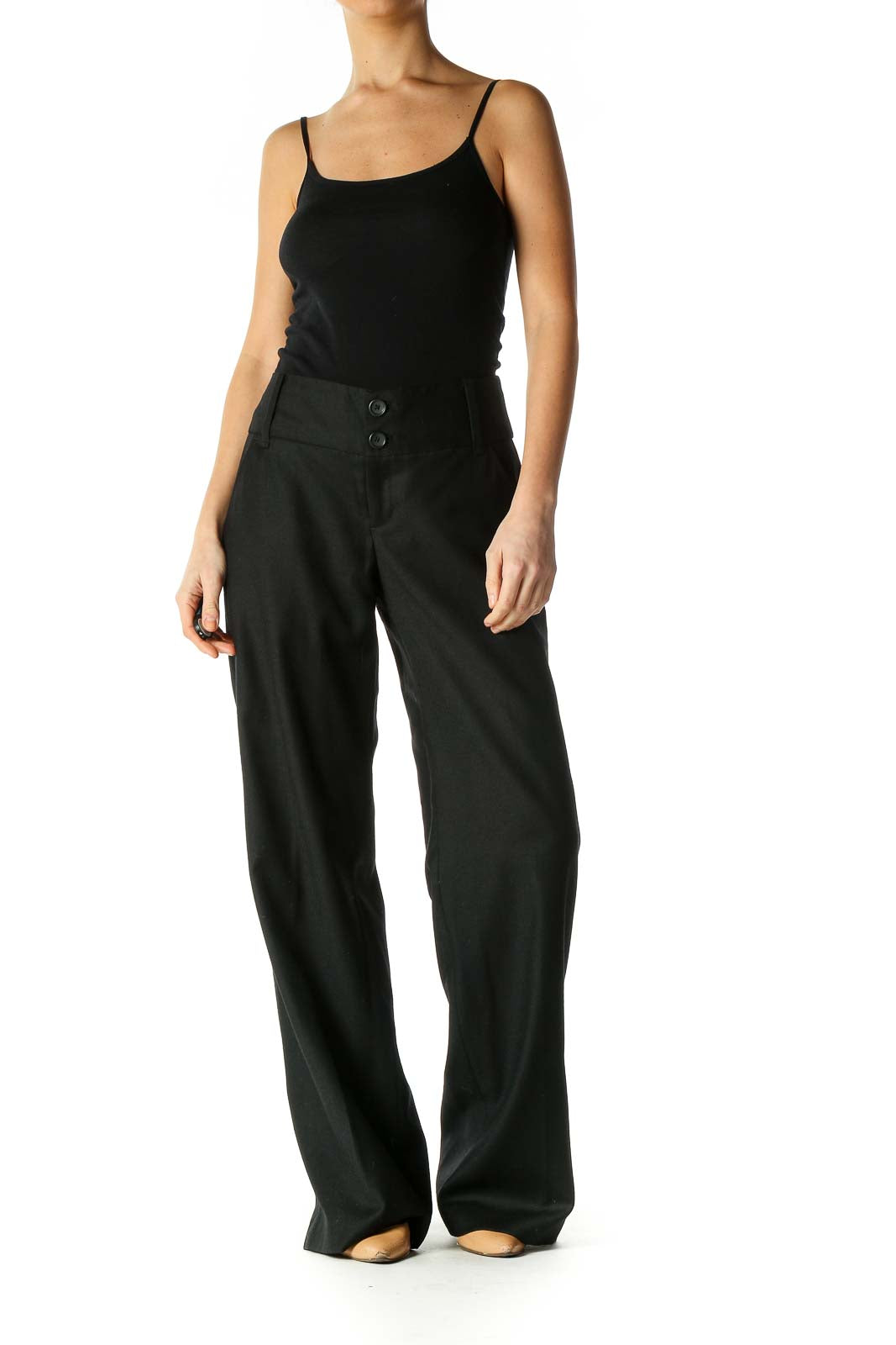 Black Solid Casual Trousers