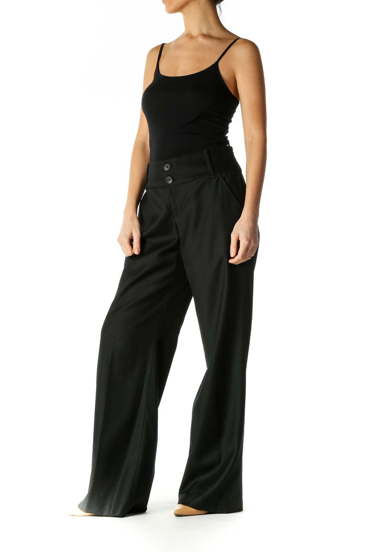 Black Solid Casual Trousers