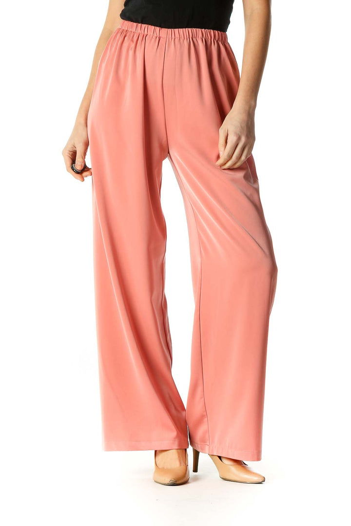 Pink Solid Casual Trousers