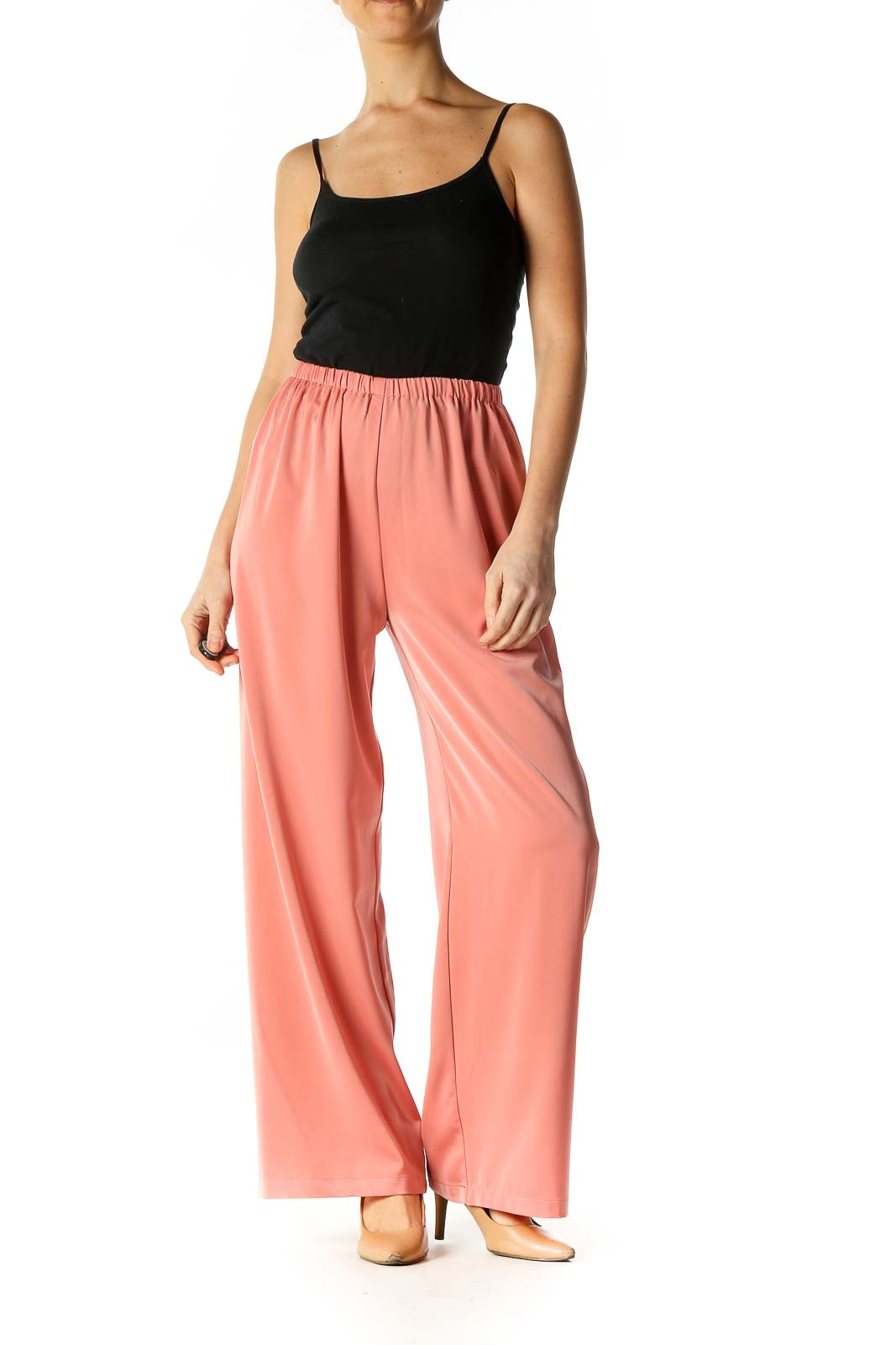 Pink Solid Casual Trousers